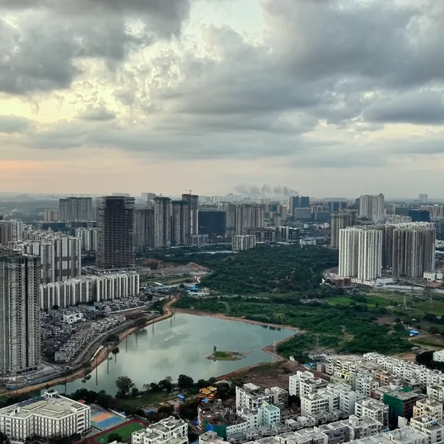 Aerial city footage filmed by the Elvera production team